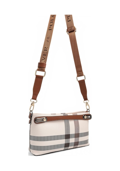 Silver & Polo Silver Polo Krem - Taba Ekose Kadın Çapraz Çanta Sp1288