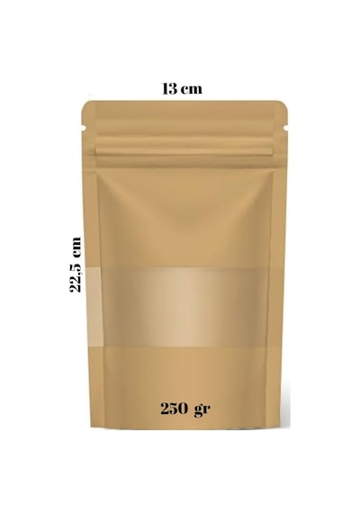 Kraft Pencereli Doypack 50'li 13 x 22.5 CM