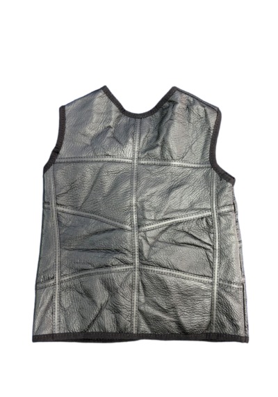Ln Leather Özel Üretim Patchwork -süet Gerçek Deri Çocuk Yelek 2-3 Yaş Siyah