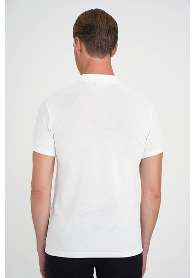 Efor Comfort Fit Polo Yaka Kısa Kollu Ekru Triko Tr 883 Ekru