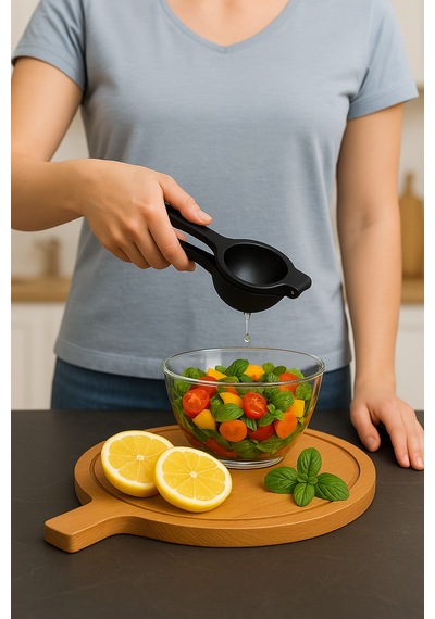 Metal Narenciye Limon Sıkacağı Özel Tasarım Desenli Siyah Sıkacak