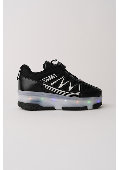 Muggo Skate Çocuk Işıklı Patenli Tekerlekli Sneaker Spor Ayakkabı Siyah