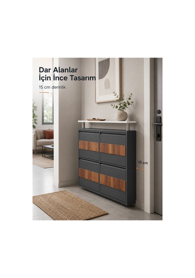 Metal Düşer Kapak Ayakkabılık Kayar Raflı Ayakkabılık 2+2 Antrasit Antrasit-ahşap Metal Düşer Kapak Ayakkabılık Kayar Raflı Ayakkabılık 2+2 Antrasit Antrasit-ahşap