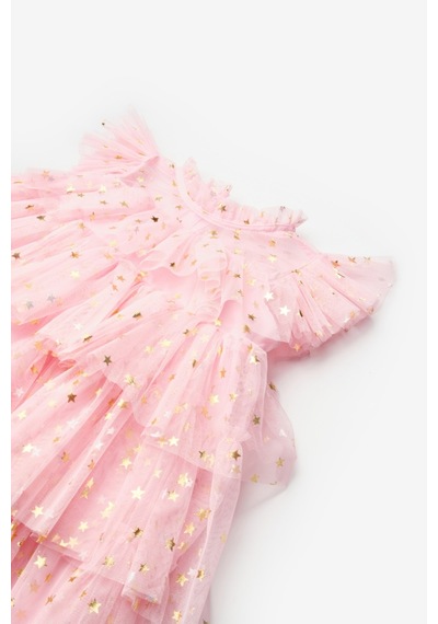 Le Mabelle Pembe Yıldızlı Katlı Kız Çocuk Tül Elbise - Essie Pembe