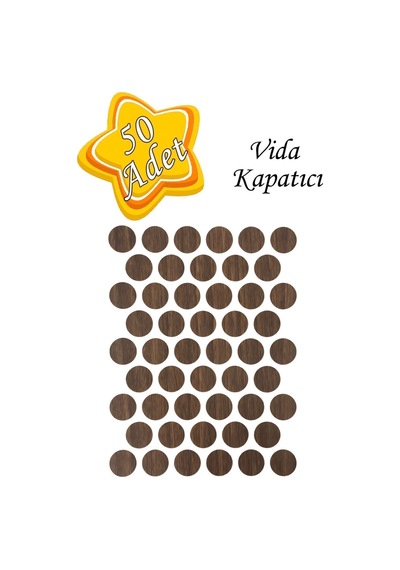 Yapışkanlı Vida Gizleme Yapıştırma Vida Tapası Tıpası 100 Adet - Kahverengi Kahverengi