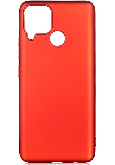 Noktaks - Realme C25 - C25s Uyumlu - Kılıf Mat Soft Esnek Premier Silikon Kapak - T17229 - Kırmızı Kırmızı