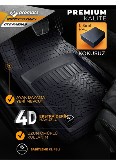 Fiat 500 L 2014  Model ve Sonrası Uyumlu Oto Paspas 3D Profesyonel Gri