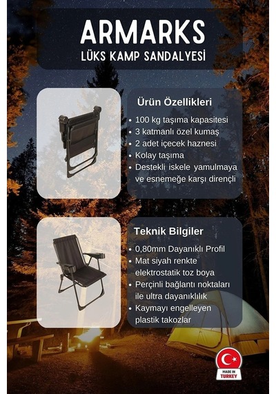4 Adet Kamp Sandalyesi, Katlanır Kamp Sandalyesi, Bardaklıklı Kamp Sandalyesi,plaj Piknik Sandalyesi Siyah