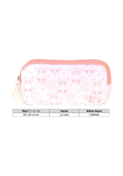 Calacilo Kız Çocuk İlkokul Kalem Çantası - Kedi Baskılı Pembe Renk Pleasant - C4052 Pembe - Krem