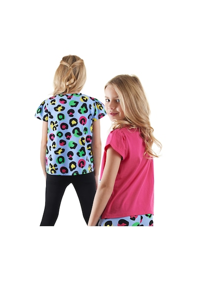 Denokids Kız Çocuk Siyah Leopar 2'li T-shirt Takım Renkli