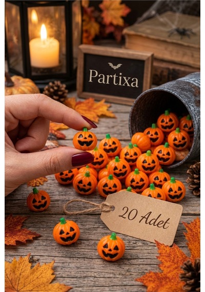 20'li Halloween Mini Balkabağı Figürü - Ev Ve Parti Dekorasyonu Cadılar Bayramı Süsü Çok Renkli