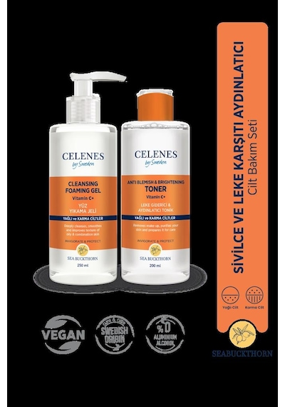 Celenes Yağlı ve Karma Ciltler için Yüz Temizleme Jeli 200 ML + Tonik 200 ML