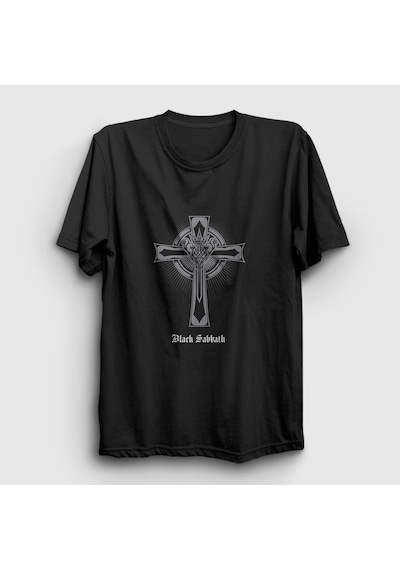 Presmono Unisex Cross Black Sabbath T-shirt Siyah