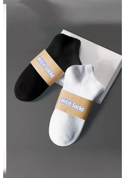 Hitit Socks Kadın 10 Çift Premium Kalite Yüksek Pamuklu Nefes Alan Patik Çorap Siyah-beyaz ASORTİ