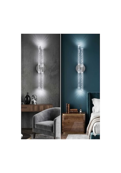 Bubbleflux Dubble Large 51 Cm Modern Tasarım Led Aplik - Duvar Lambası - Gümüş - Elektrikli - Kumandalı - Beyaz Led Gümüş Elektrikli Kumandalı 51