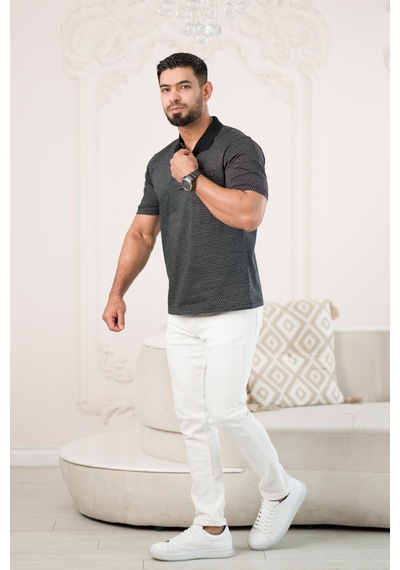 Woolen World Yakalı Ve Cepli Desenli Erkek Regular Fit Klasik T-shirt 001
