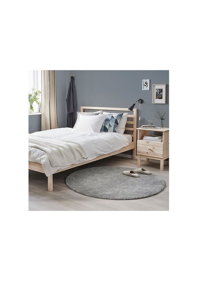 Ikea Stoense Yuvarlak Halı, Orta Gri, 130 Cm, Yuvarlak