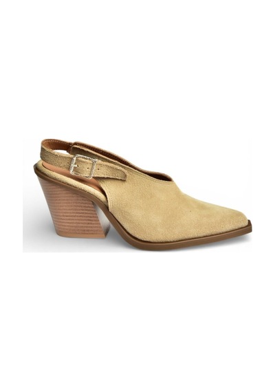 Fox Shoes U654304202 Bej Hakiki Deri Süet Western Topuklu Ayakkabı