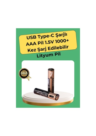 Aaa Boyutunda Usb Şarjlı Pil Kompakt Tasarım Geniş Uyumluluk - Hs08376842-9452