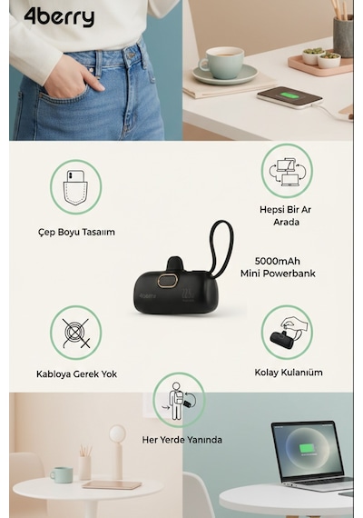 Dx269s 5000 Mah Powerbank 22.5w Type-c Hızlı Şarj Mini Taşınabilir Şarj Cihazı Kompakt & Güçlü Siyah