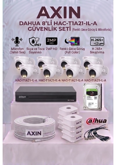 Dahua 8 Kameralı Full Color Sesli Güvenlik Kamera Seti - Mikrofonlu - İç Mekan Geniş Açı - 1tb Hdd - Yapay Zeka Yüz Tanıma