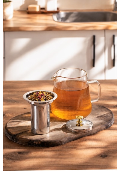 Porsima Jydh-201 Isıya Dayanıklı 1100 Ml Süzgeçli Borasilikat Cam Demlik Çay-bitki Çayı Demliği
