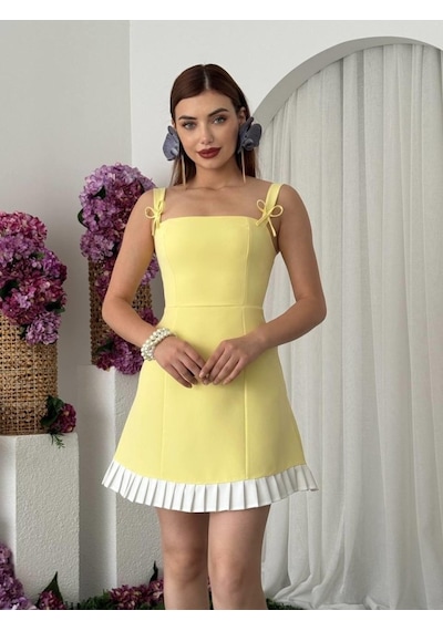 Moderie Butik Steel Fiyonk Detay Elbise Altın