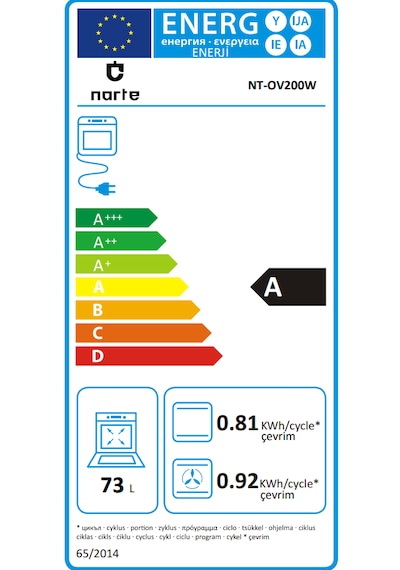 Narte OV200W 73 L Elektrikli Ankastre Fırın