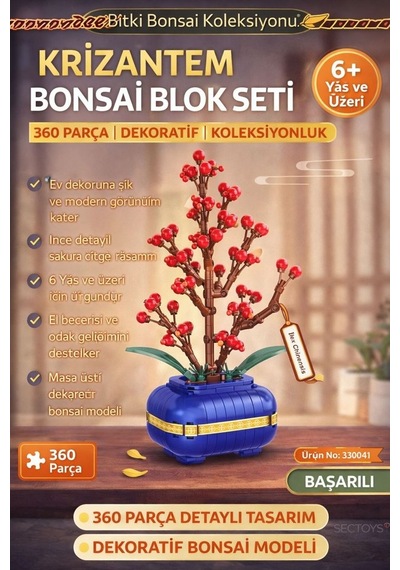 Dekoratif Koleksiyonluk Çiçek Yapım Seti 360 Parça Yapboz Blok Çiçek Yapım Seti