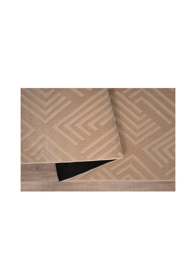 Plato Halı Opqo Ekselans Premium Oturma Odası, Salon, Antre Yıkanabilir Polyester Kaymaz Taban Dark Bej Halı