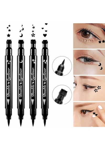 Lesvip's Çift Taraflı Ay + Çiçek + Kalp + Yıldız Damgalı Eyeliner 4'lü