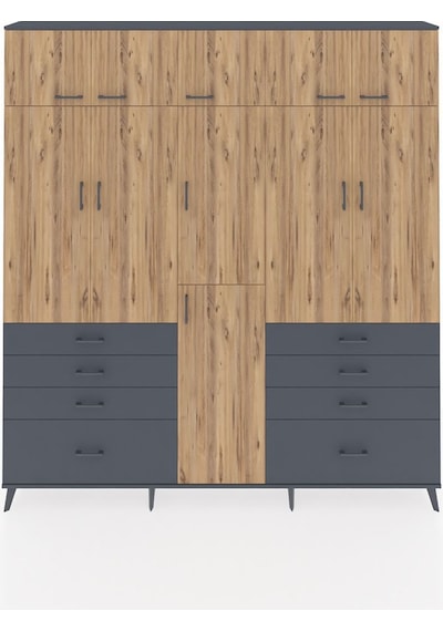 Arges Dolap 8 Raflı 8 Çekmeceli 3 Askılı 220x30x243 Antrasit-çam/antrasit Atlas Çam/antrasıt Arges Dolap 8 Raflı 8 Çekmeceli 3 Askılı 220x30x243 Antrasit-çam/antrasit Atlas Çam/antrasıt