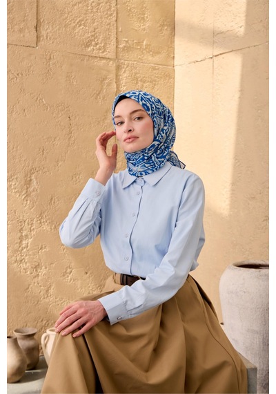 Silk Home Soft Eşarp 73099-18 Saks, Bebe Mavi, Beyaz