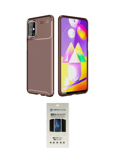 Cep Samsung Uyumlu Galaxy M31s Kılıf Eksen Form Prime İkili Koruma Seti Najmaddin Siyah