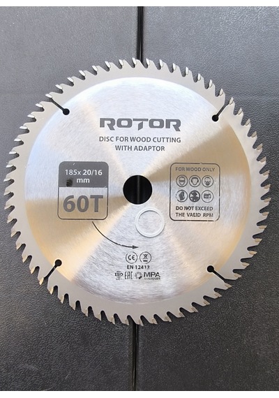 Ahşap Kesme Diski Rotor 185 20/16 Adaptörlü 60t