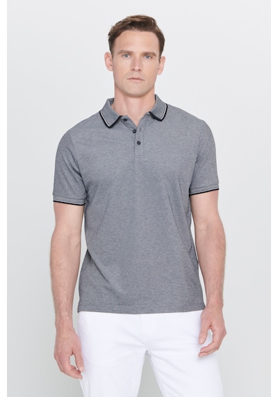 Ac&Co / Altınyıldız Classics 4A4820200047Syh3XL Düğmeli Polo Yaka Cepsiz Slim Fit Erkek Tişört Siyah
