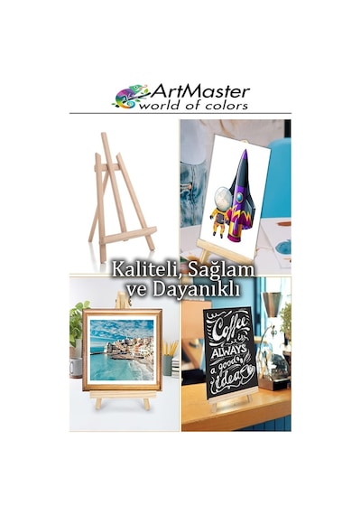 Tuval Seti 30x30 1 Paket Masaüstü Şövale Mydido Akrilik Boya Plastik Spatula Resim Fırçası Palet Ponpon Sünger Fırça
