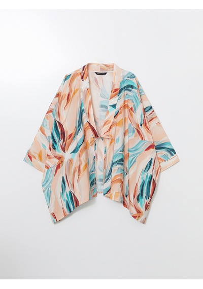 Lcw Modest Karışık Şal Yaka Desenli Oversize Kadın Kimono Çok Renkli