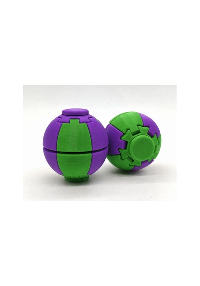 Alvera Press Küresi 3d Baskı Dönüşen Mekanik Fidget Stres Oyuncağı-yeşil-mor
