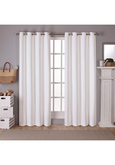 Özel Ev Saten Fitilli Dokuma Oda Karartma Gromet Üst Perde Paneli Çifti, 132 Cm X 213 Cm, Vanilya