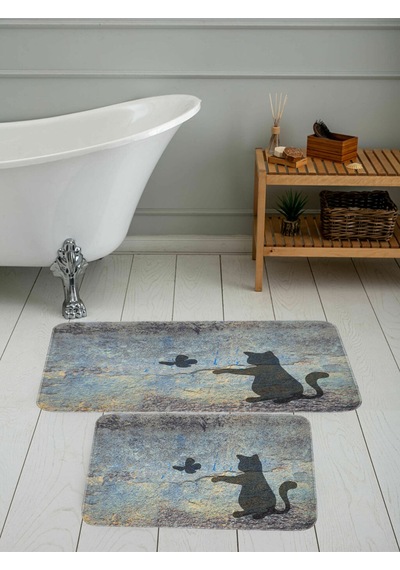 Rovigo Home Baskılı Kaymaz Taban 2 Li Banyo Paspas Takım Rvg5091-100X60-60X50 Çok Renkli