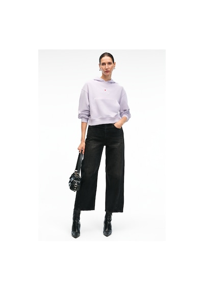 Grimelange ISADORA Kadın Kapüşonlu Nakış Detaylı Regular Fit Crop Lila Sweatshirt
