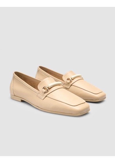 %100 Hakiki Deri Vizon Kadın Loafer VIZON