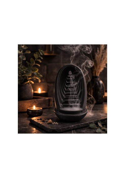 El Yapımı Alçı Tütsü Şelalesi Tutucu Backflow Tütsülük Meditasyon Zen Dekor