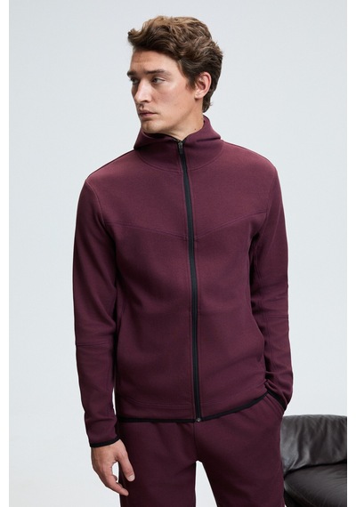 Grimelange AVENER Erkek Kapüşonlu Baskılı Fermuarlı Bordo Sweatshirt