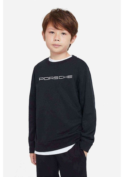 Tshirthane Araba Porsce Logo Baskılı Unisex Çocuk Siyah Sweatshirt Siyah