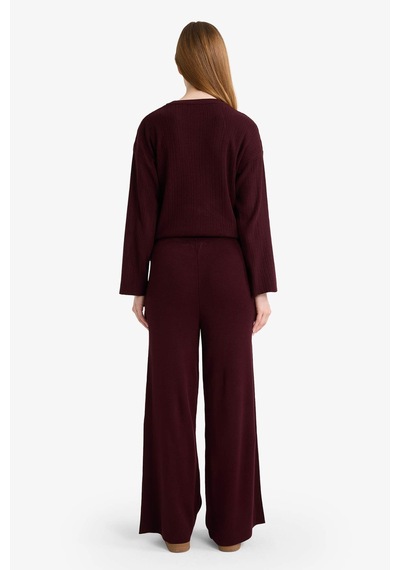 Defacto Wide Leg Triko Pantolon G7249ax25cwbr457 Bordo-br457