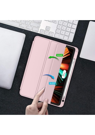 Apple Uyumlu iPad, Pro 12.9 5. Nesil 2021 Kılıf Kalem Bölmeli Smart Case