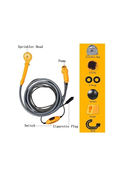 12 V Taşınabilir Seyahat Kamp Araç Oto Duş Seti N11.19