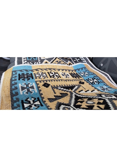 Pratik Oto Koltuk Kilim Seti 3 Parça Makine Dokuma Akrilik & Polyester Saçaklı - Gri